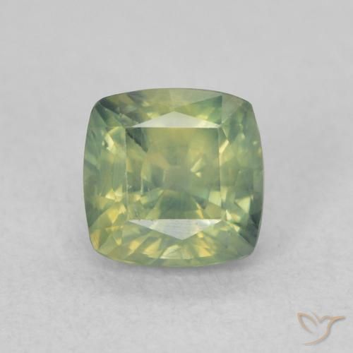 0.76ct Натуральный Теплый зеленый Сапфир, Подушка, Чистота VS