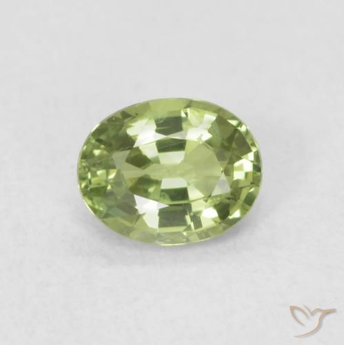 0.46ct Натуральный Теплый зеленый Сапфир, Овал, VVS-VS