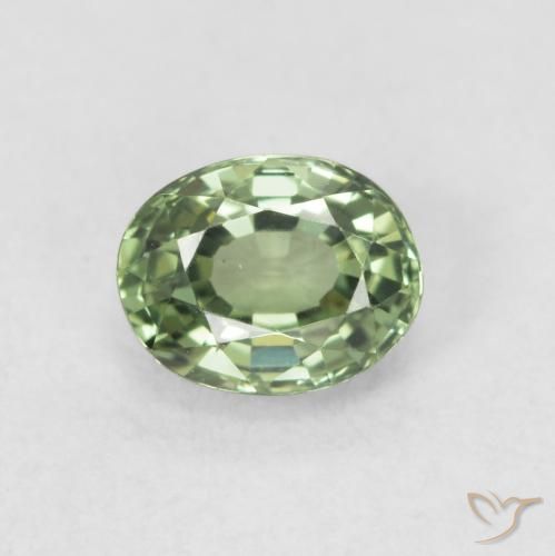 0.59ct Натуральный Medium Light Green Сапфир, Овал, VVS-VS