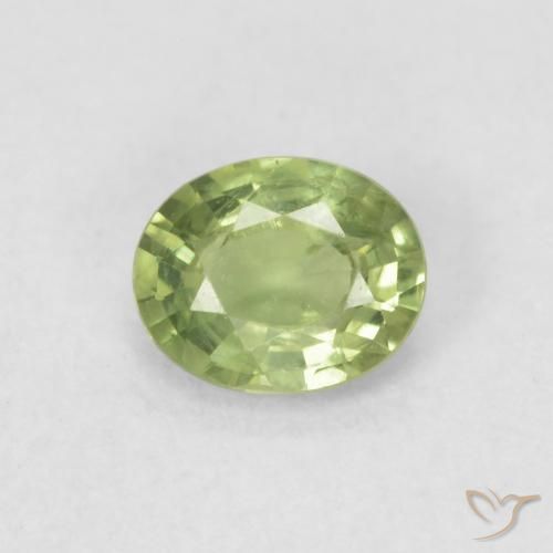 0.42ct Натуральный Светло-живой зеленый Сапфир, Овал, VVS-VS