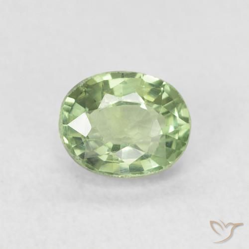 0.63ct Натуральный Очень светлый шалфейный зеленый Сапфир, Овал, VVS-VS
