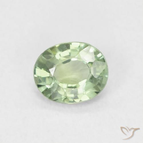 0.46ct Натуральный Очень светлый шалфейный зеленый Сапфир, Овал, VVS-VS