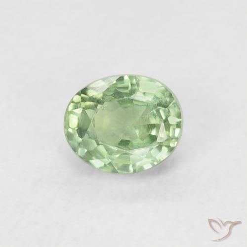 0.56ct Натуральный Светло-зеленый Сапфир, Овал, VVS-VS