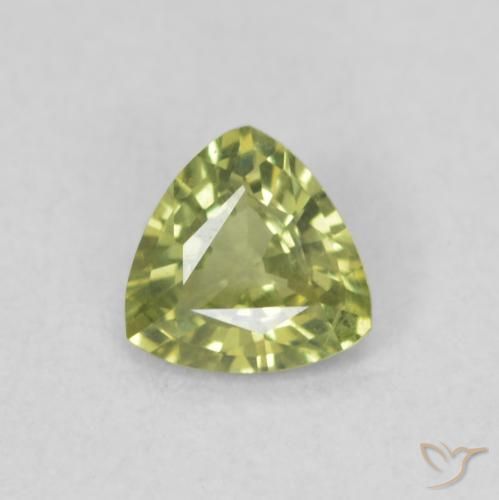 0.41ct Натуральный Желтовато-зеленый Сапфир, Триллион, Чистота VVS