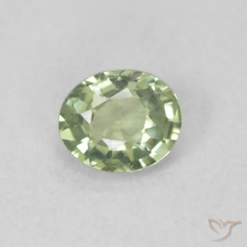 0.46ct Натуральный Бледно-зеленый Сапфир, Овал, Чистота VVS