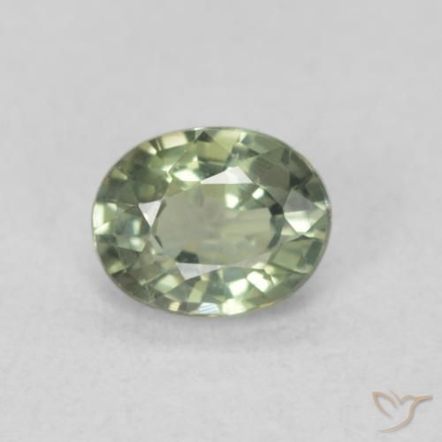 0.50ct Натуральный Светло-зеленый Сапфир, Овал, Чистота VVS