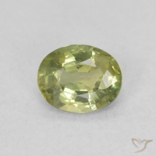 0.44ct Натуральный Желто-зеленый Сапфир, Овал, Чистота VS