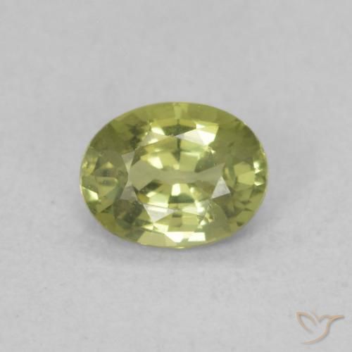 0.45ct Натуральный Оливковый Зеленый Сапфир, Овал, Чистота VS