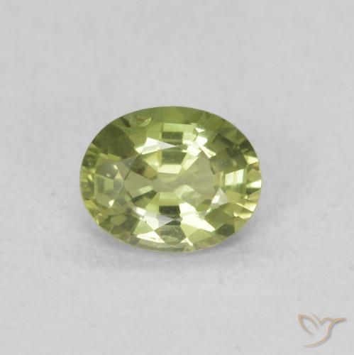 0.39ct Натуральный Желто-зеленый Сапфир, Овал, Чистота VS