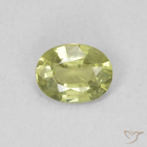 0.34ct Натуральный Желто-зеленый Сапфир, Овал, Чистота VS