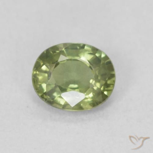 0.46ct Натуральный Светло-зеленый Сапфир, Овал, Чистота VS