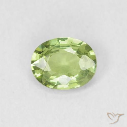 0.38ct Натуральный Желто-зеленый Сапфир, Овал, Чистота VVS