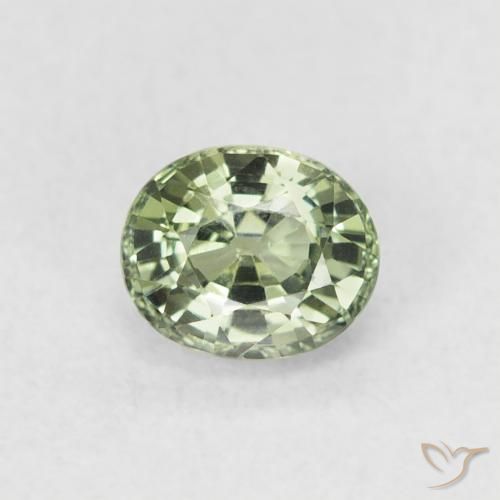 0.62ct Натуральный Светло-зеленый Сапфир, Овал, Чистота VVS