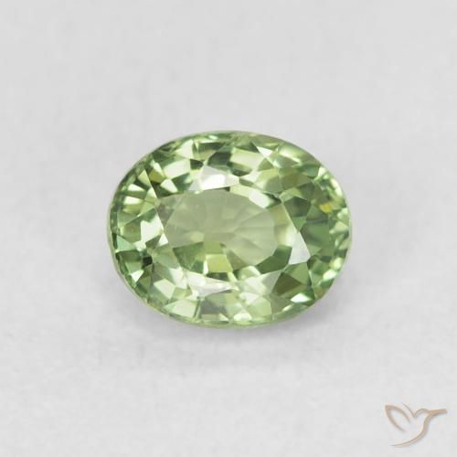 0.64ct Натуральный Светло-зеленый Сапфир, Овал, Чистота VVS