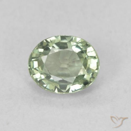 0.59ct Натуральный Бледно-зеленый Сапфир, Овал, VVS-VS