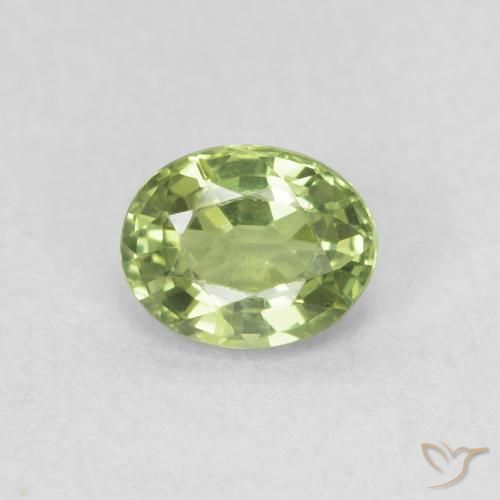 0.44ct Натуральный Теплый зеленый Сапфир, Овал, VVS-VS
