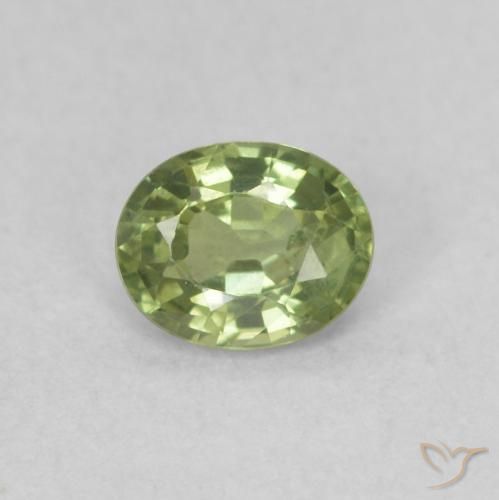 0.42ct Натуральный Теплый зеленый Сапфир, Овал, VVS-VS