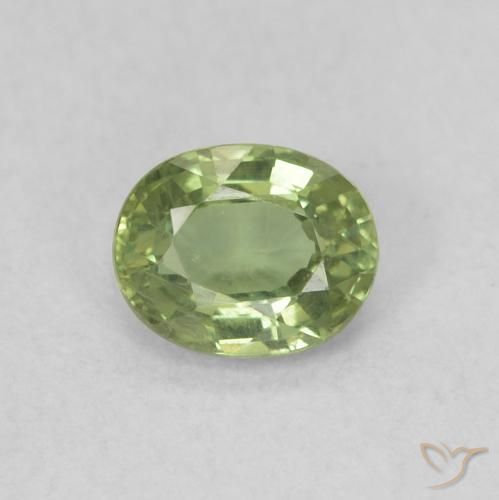 0.45ct Натуральный Теплый зеленый Сапфир, Овал, VVS-VS