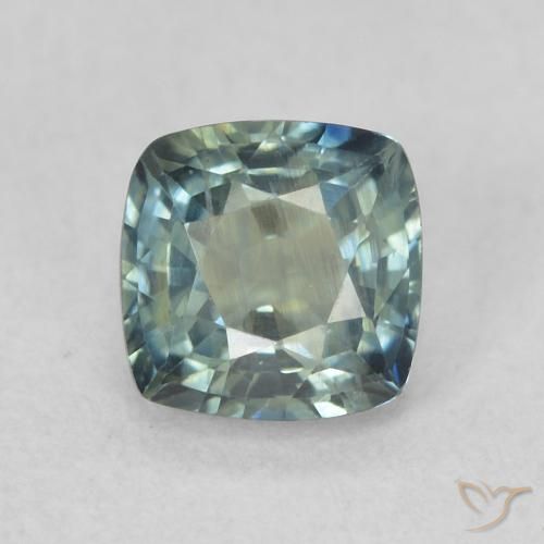 0.87ct Натуральный Сине-зеленый Сапфир, Подушка, Чистота VS
