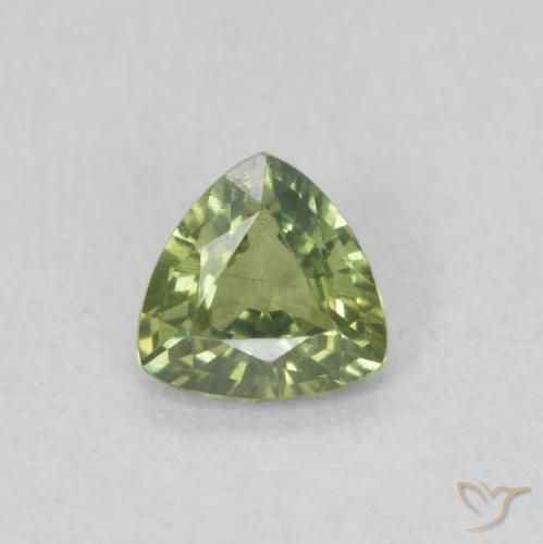 0.35ct Натуральный Желтовато-зеленый Сапфир, Триллион, VVS-VS