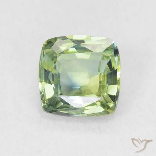 0.79ct Натуральный Средний зеленый Сапфир, Подушка, Чистота VVS