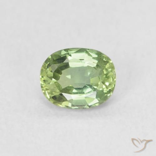 0.44ct Натуральный Теплый зеленый Сапфир, Овал, VVS-VS