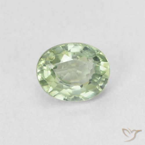 0.60ct Натуральный Очень светло-зеленый Сапфир, Овал, VVS-VS