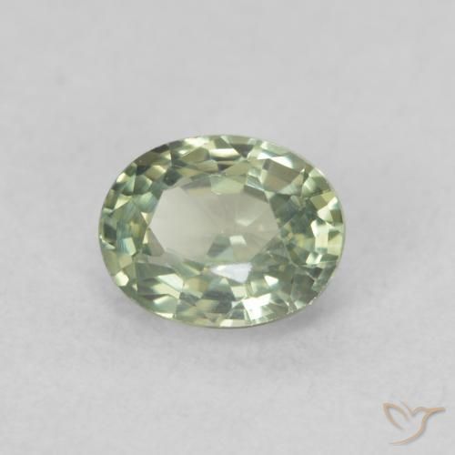 0.54ct Натуральный Травянисто-зелёный Сапфир, Овал, Чистота VS