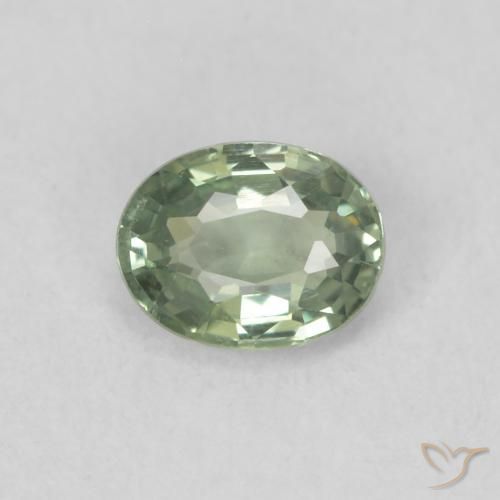 0.42ct Натуральный Светло-зеленый Сапфир, Овал, Чистота VS