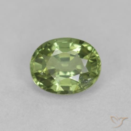 0.43ct Натуральный Оливковый Зеленый Сапфир, Овал, Чистота VS