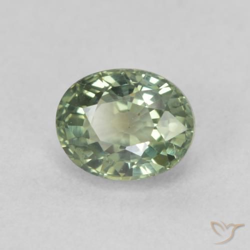 0.69ct Натуральный Светло-зеленый Сапфир, Овал, Чистота VS