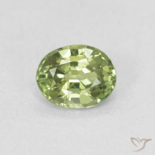0.42ct Натуральный Желтовато-зеленый Сапфир, Овал, Чистота VS