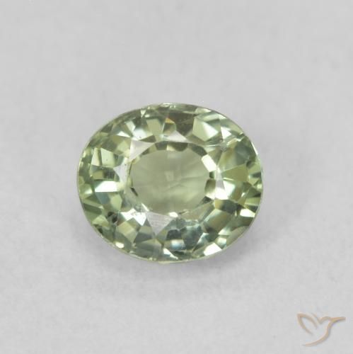 0.58ct Натуральный Землисто-зеленый Сапфир, Овал, Чистота VVS