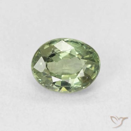 0.62ct Натуральный Серовато-зеленый Сапфир, Овал, Чистота VVS