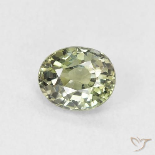 0.52ct Натуральный Светло-зеленый Сапфир, Овал, Чистота VVS