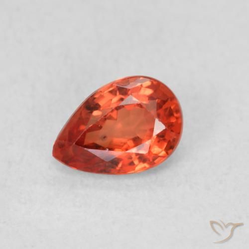 0.55ct Натуральный Красновато-оранжевый Сапфир, Форма груши, Чистота VS