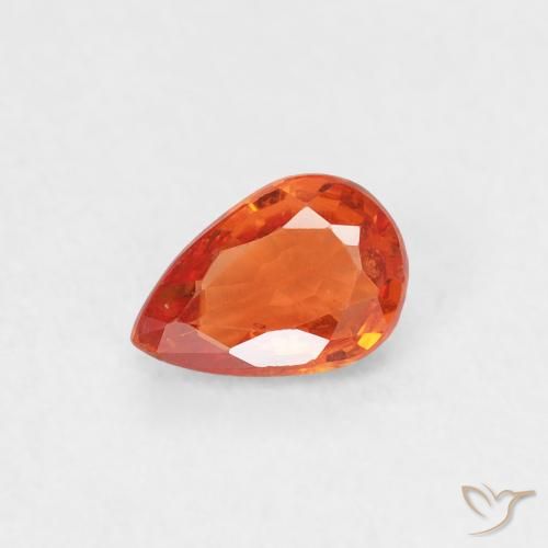 0.50ct Натуральный Интенсивный апельсин Сапфир, Форма груши, Чистота VS