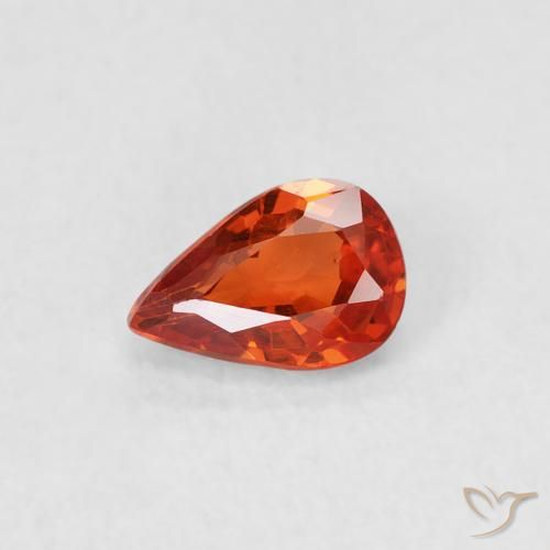 0.52ct Натуральный Огонь Оранжевый Сапфир, Форма груши, Чистота VS