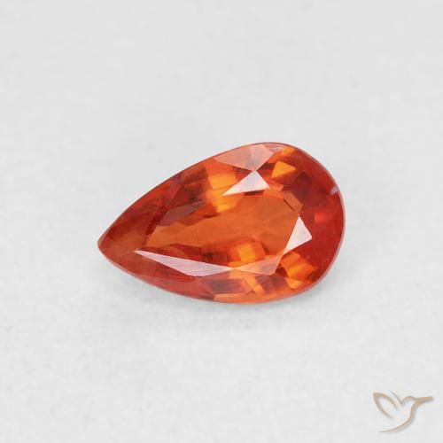 0.55ct Натуральный Красновато-оранжевый Сапфир, Форма груши, Чистота VS