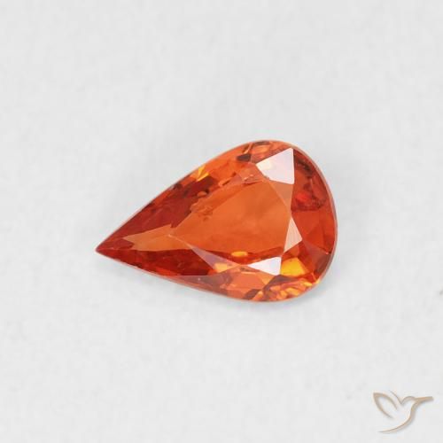 0.43ct Натуральный Янтарный Апельсин Сапфир, Форма груши, Чистота VS