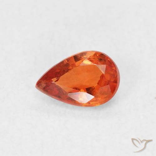 0.59ct Натуральный Огонь Оранжевый Сапфир, Форма груши, Чистота VS