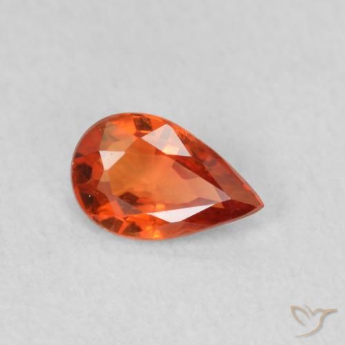 0.44ct Натуральный Темно-оранжевый Сапфир, Форма груши, Чистота VS