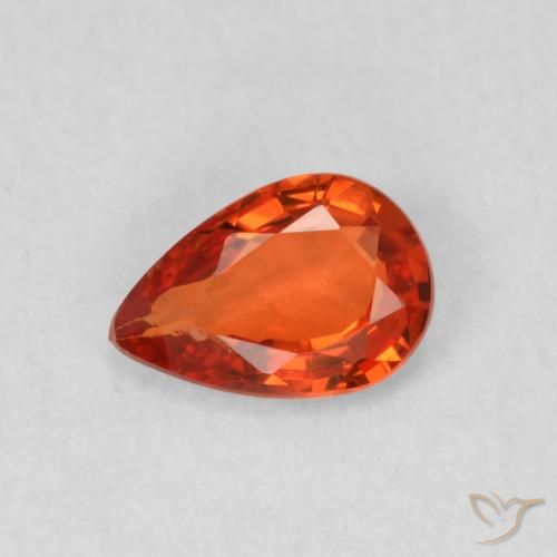 0.49ct Натуральный Красновато-оранжевый Сапфир, Форма груши, Чистота VS
