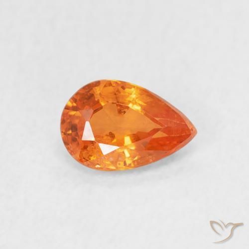 0.54ct Натуральный Ярко-оранжевый Сапфир, Форма груши, Чистота VS