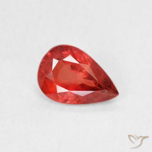 0.48ct Натуральный Ярко-малиновый красный Сапфир, Форма груши, Чистота VS