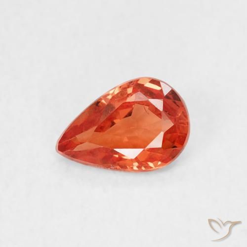 0.44ct Натуральный Огонь Оранжевый Сапфир, Форма груши, Чистота VS