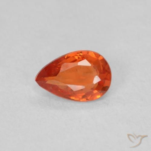 0.40ct Натуральный Красновато-оранжевый Сапфир, Форма груши, Чистота VS