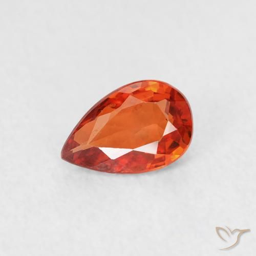 0.49ct Натуральный Красновато-оранжевый Сапфир, Форма груши, Чистота VVS