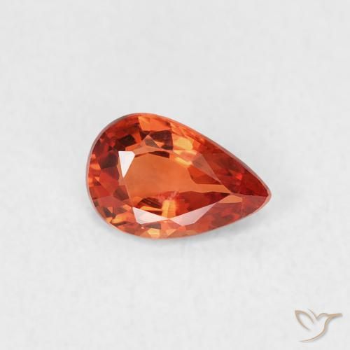 0.39ct Натуральный Красновато-оранжевый Сапфир, Форма груши, Чистота VVS