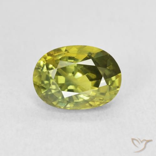 2.04ct Натуральный Желтовато-зеленый Сапфир, Овал, VVS-VS